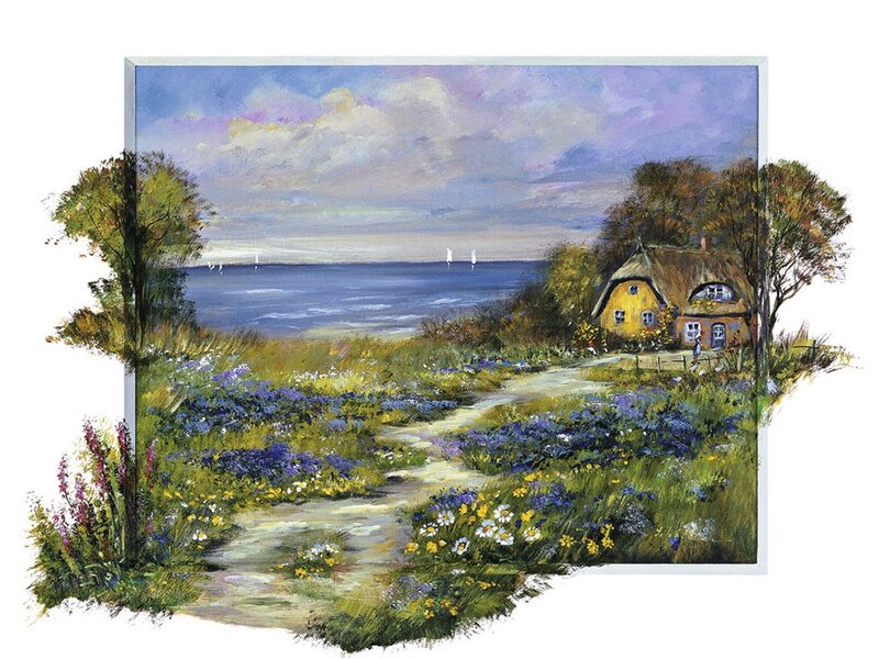 Yellow Cottage by Sea