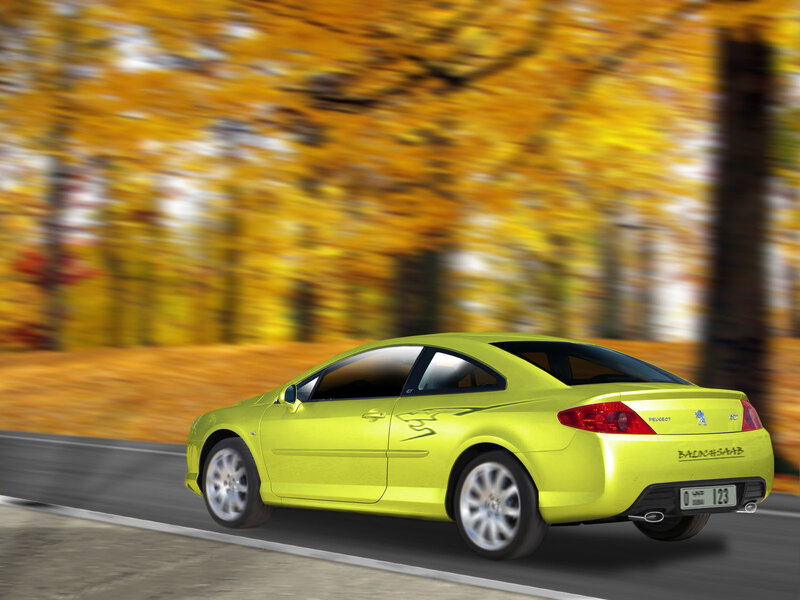 Yellow coupe in autumn