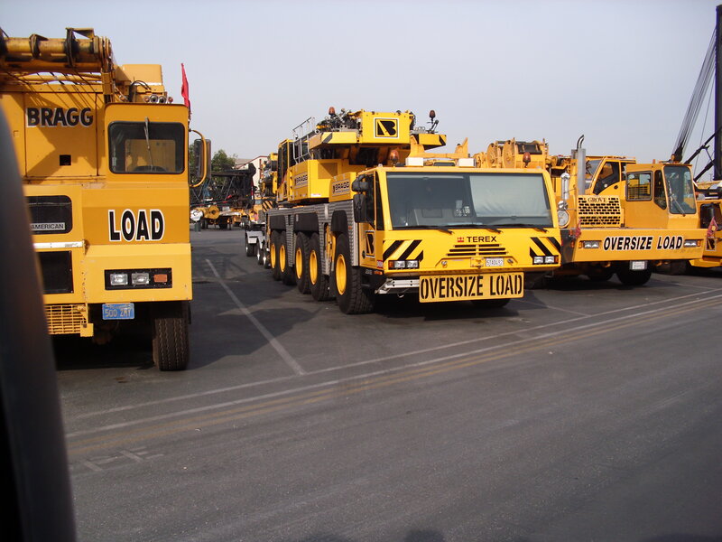Yellow Cranes in Parking Lot