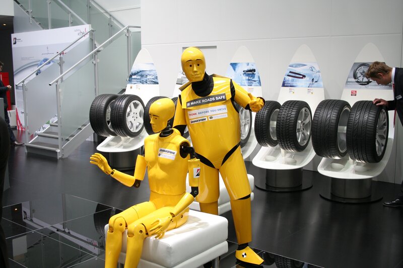 Yellow crash test dummies at exhibit