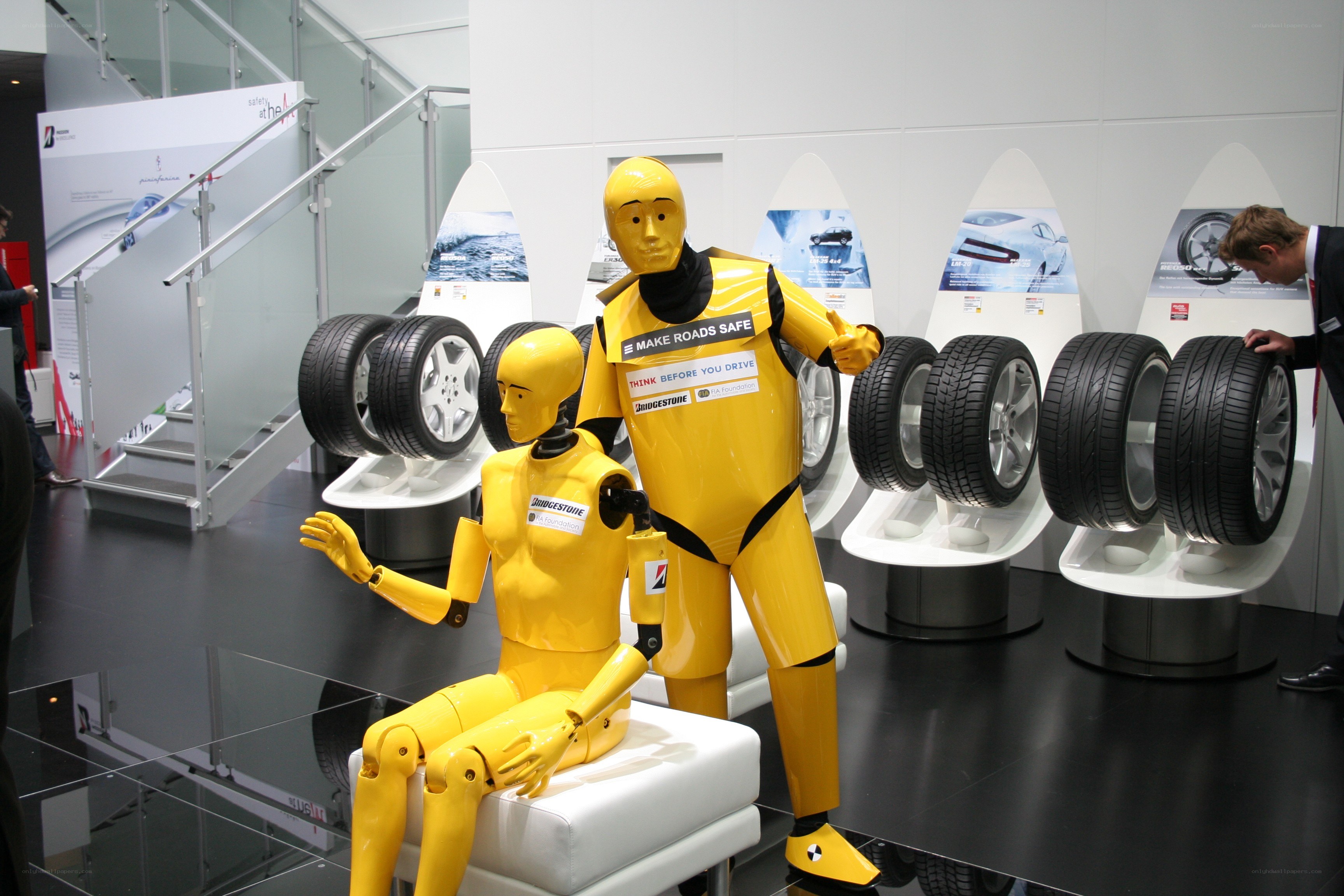 Yellow crash test dummies at exhibit