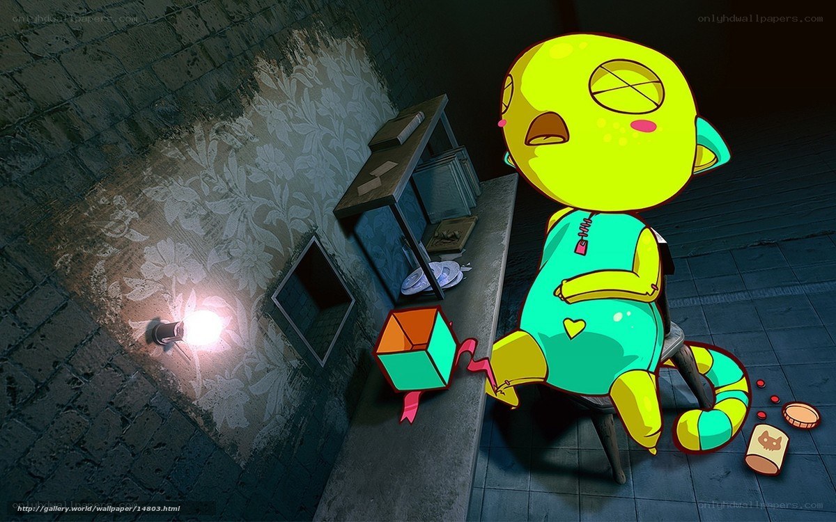 yellow creature in dark room