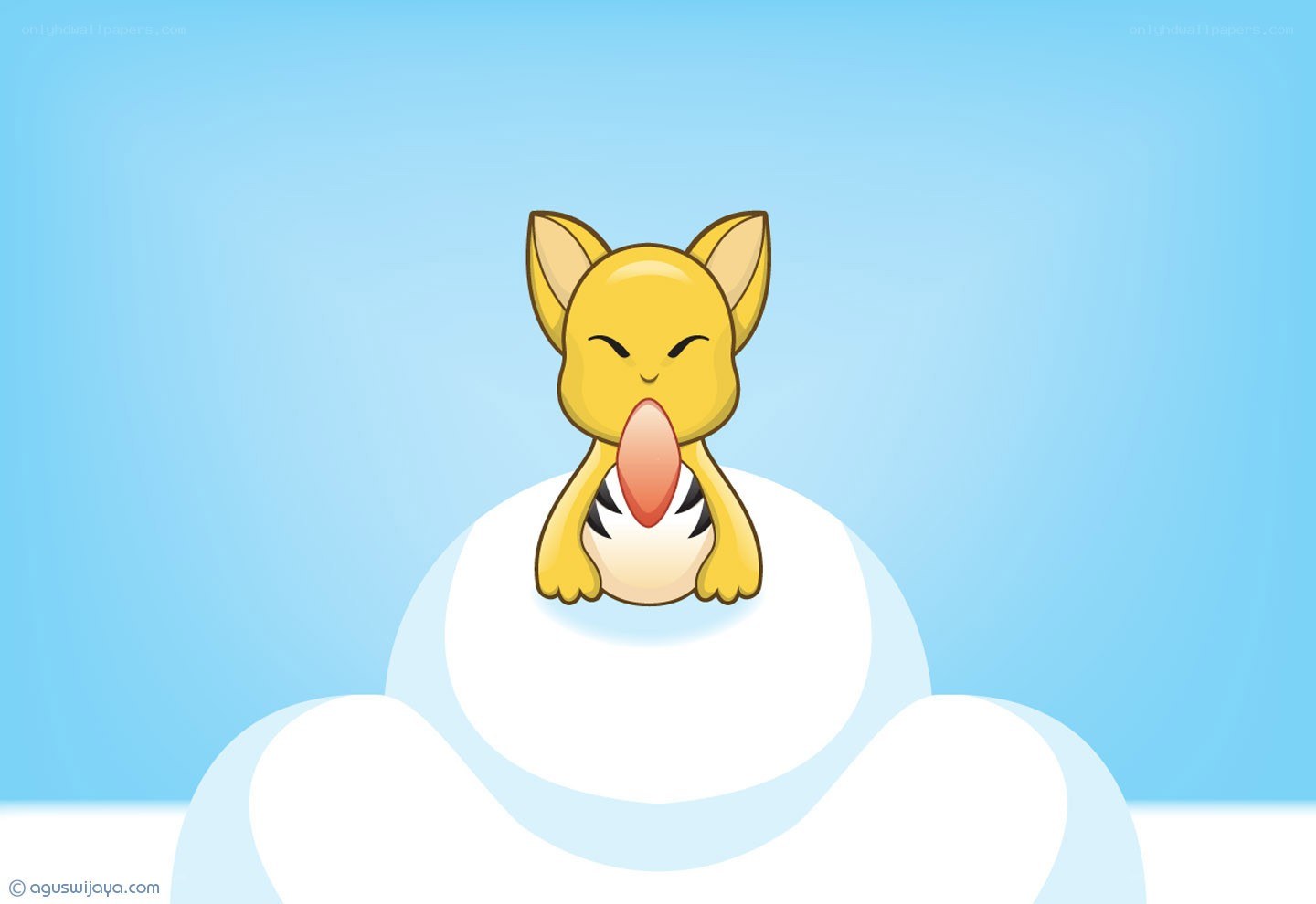 yellow creature on a cloud