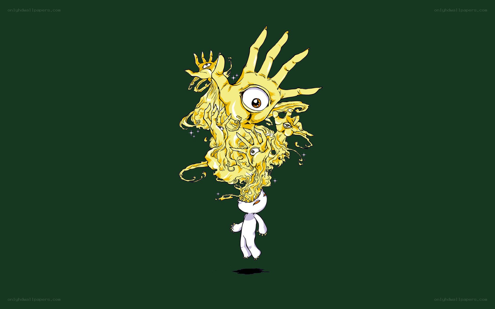 yellow creature with multiple eyes