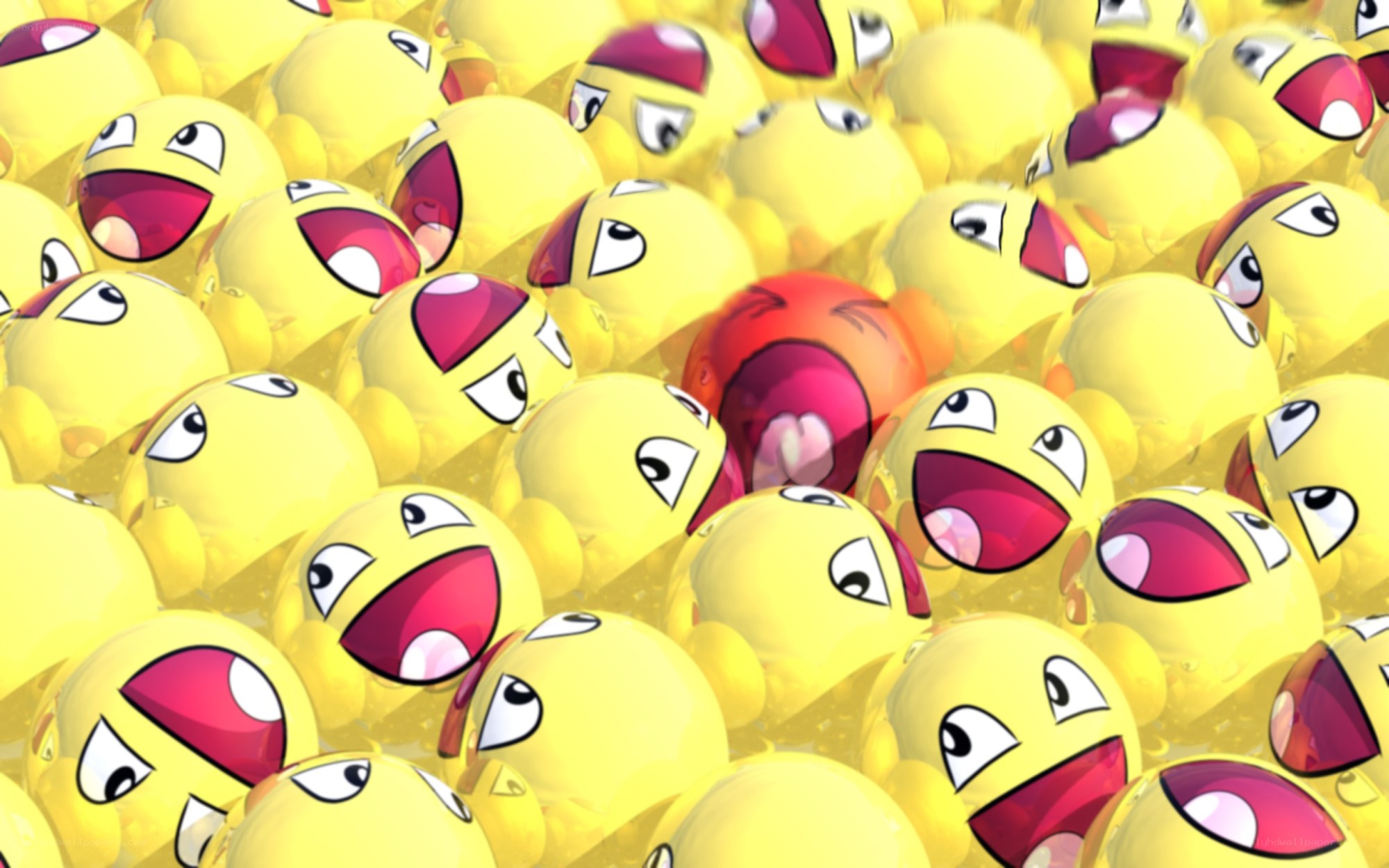 yellow creatures with red one