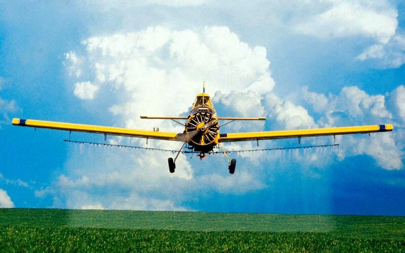 Yellow Crop Duster Plane — Dramatic, Afternoon