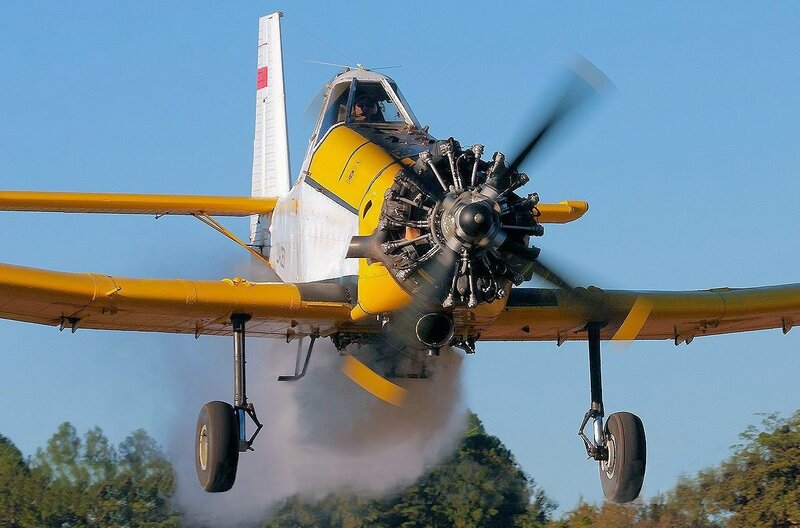 Yellow Crop Duster Plane — Dynamic, Afternoon