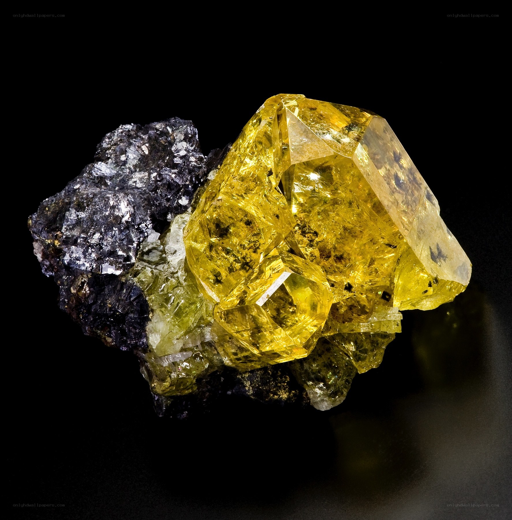 yellow crystal mineral specimen