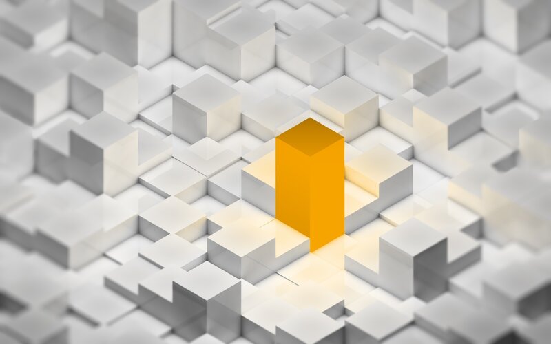 yellow cube in white grid