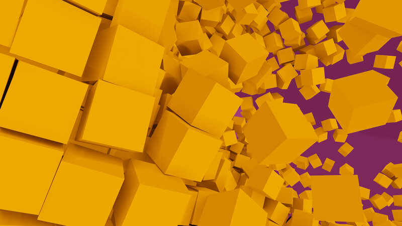 Yellow Cubes Breaking