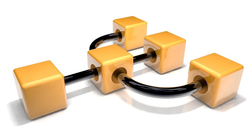 Yellow Cubes Connected by Tubes