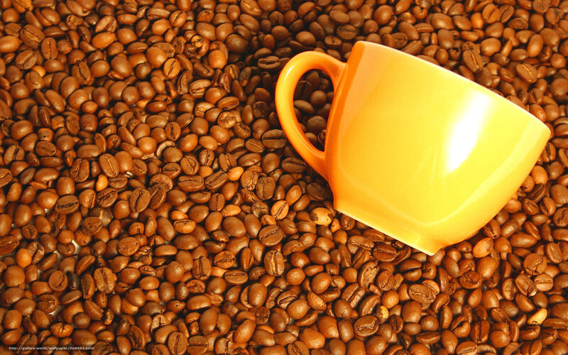 Yellow Cup on Coffee Beans — Brown