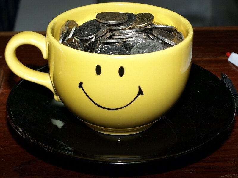 Yellow Cup with Coins