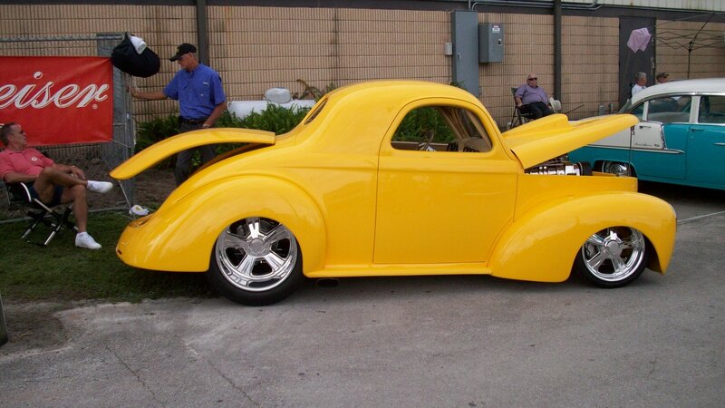 Yellow Custom Car — Outdoor, Afternoon, Photograph, People