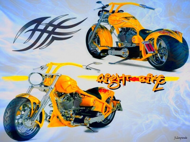 Yellow Custom Chopper Motorcycle — Dynamic