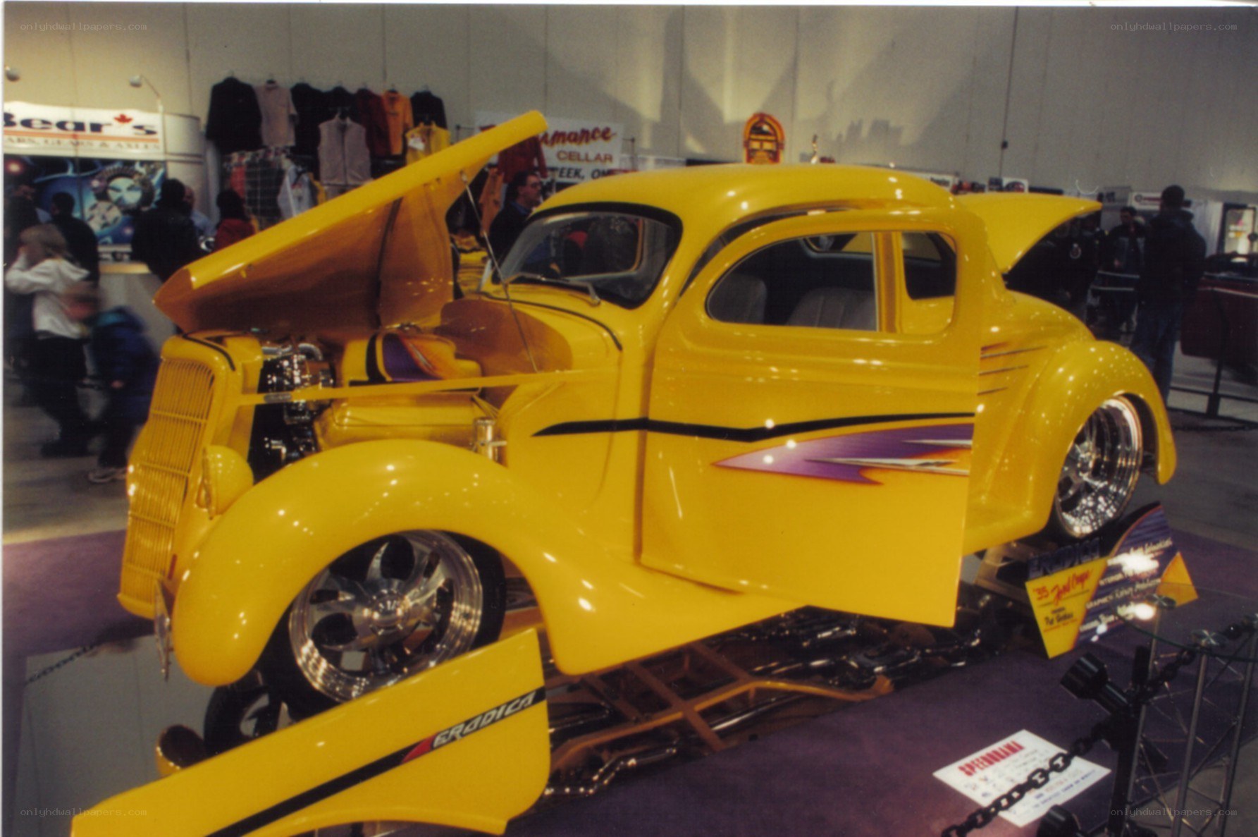 yellow custom hot rod car