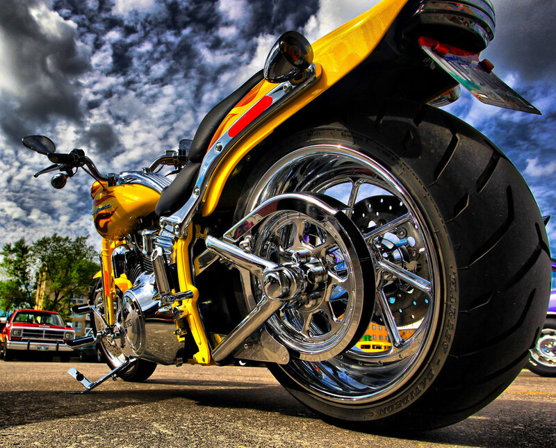 Yellow custom motorcycle