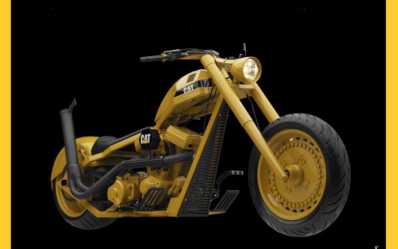 Yellow Custom Motorcycle — Dramatic