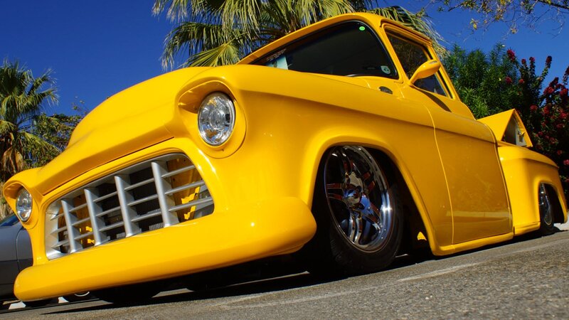 Yellow Custom Pickup Truck — Bright, Afternoon