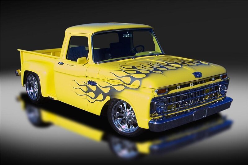 Yellow Custom Pickup Truck — Dramatic, Photograph