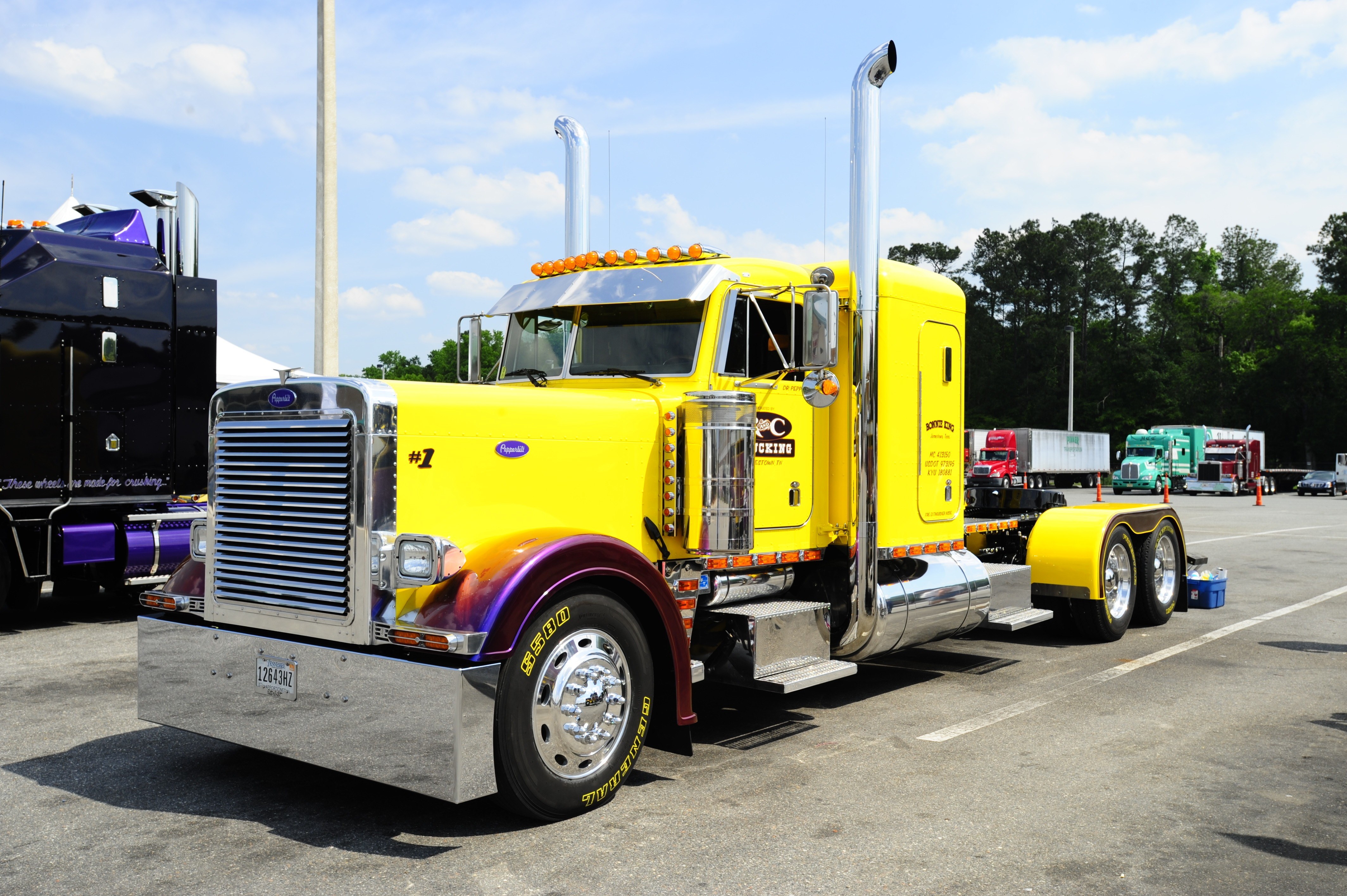 Yellow custom semi-truck