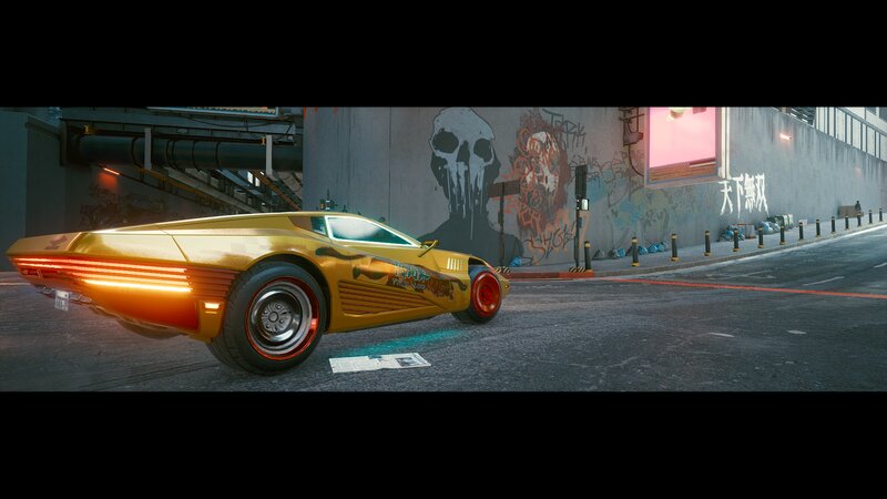 Yellow Cyberpunk Car — Dark, Gritty