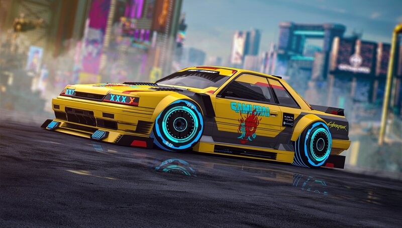 Yellow Cyberpunk Car — Dramatic