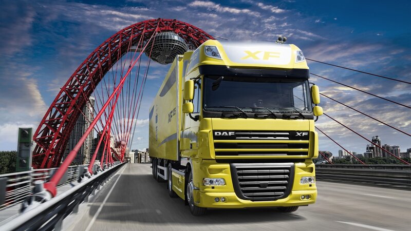 Yellow DAF XF Truck — Dynamic