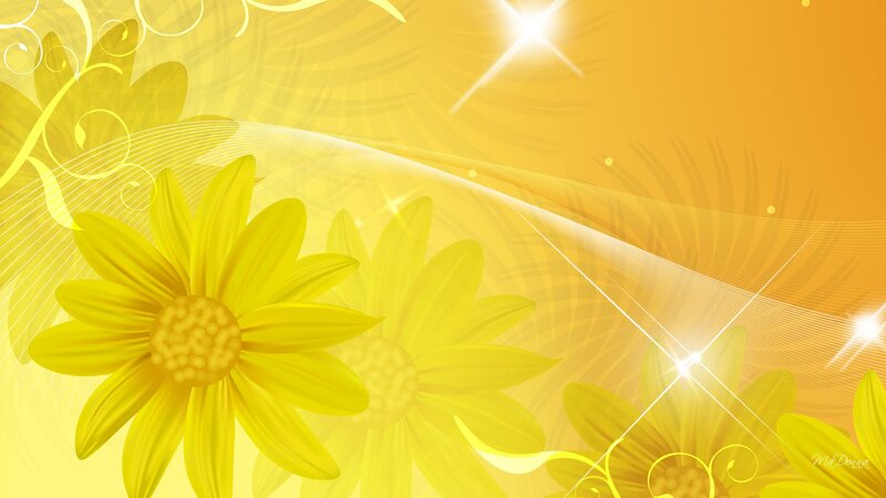 Yellow Daisy Flowers — Bright, Afternoon, Digital Art