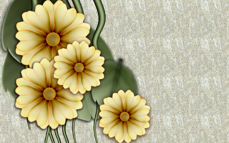 Yellow Daisy Flowers — Calm, Digital Art