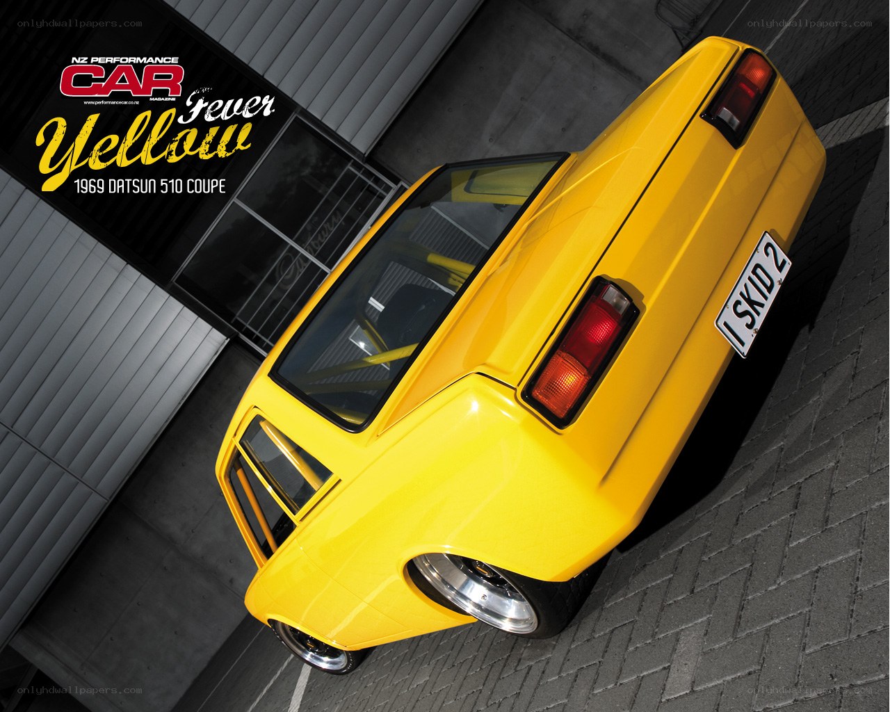 Yellow Datsun 510 Coupe