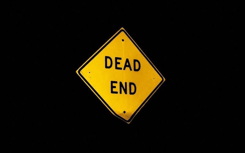 Yellow Dead End Sign — Dramatic