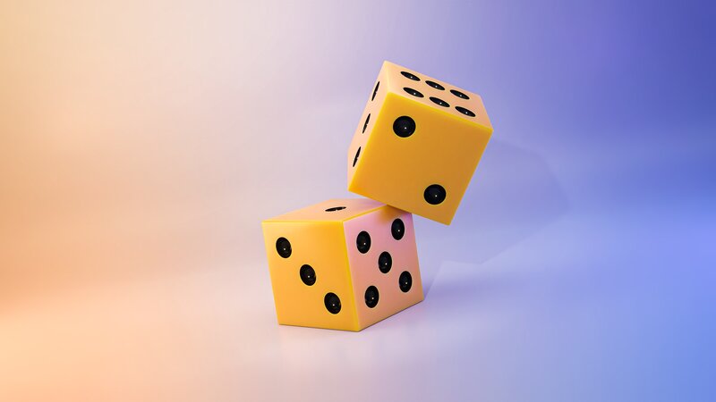 Yellow Dice on Gradient