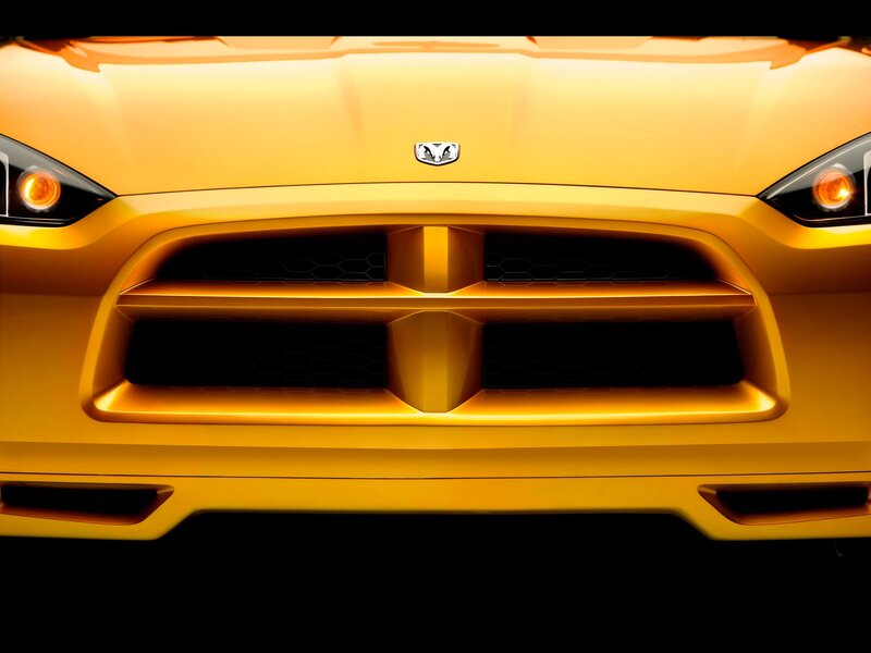 yellow dodge car front