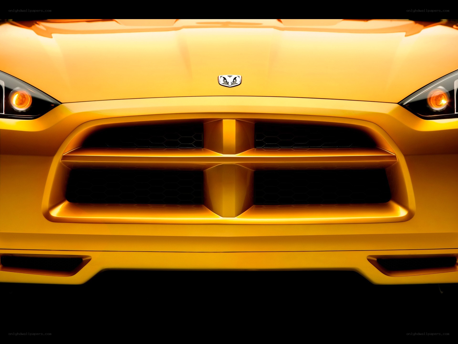 yellow dodge car front