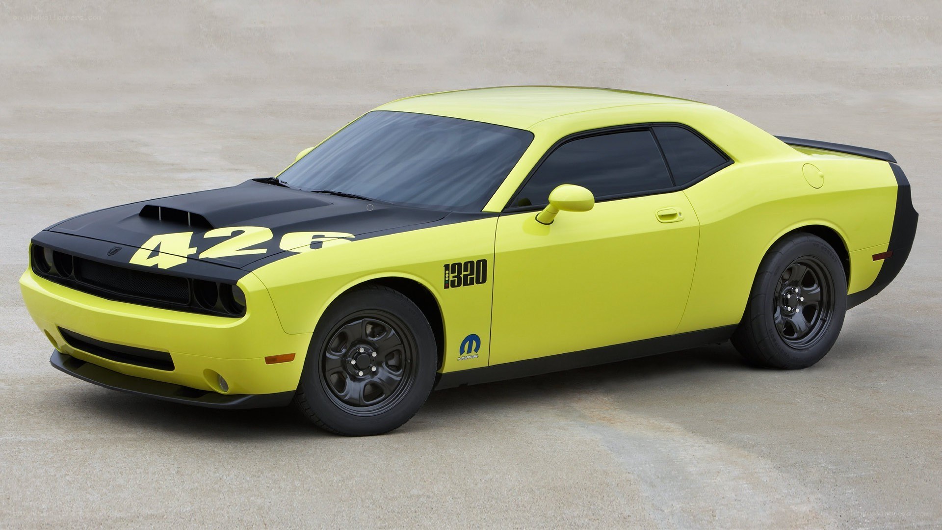 yellow dodge challenger car