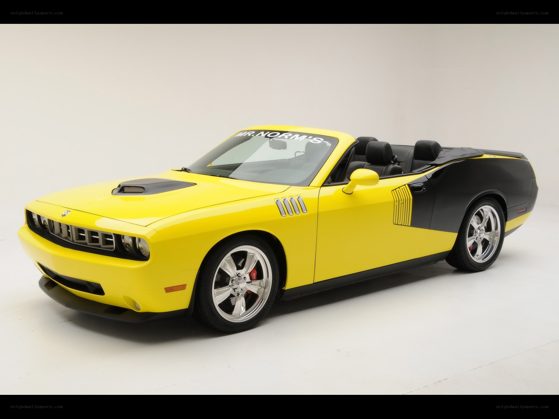 yellow dodge challenger convertible