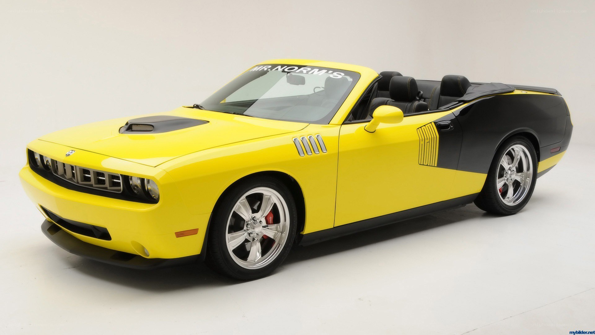 yellow dodge challenger convertible