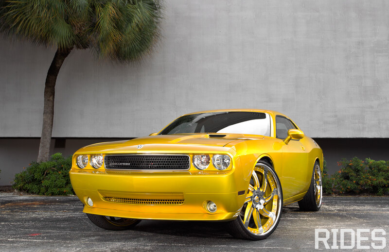 Yellow Dodge Challenger — Dramatic, Afternoon