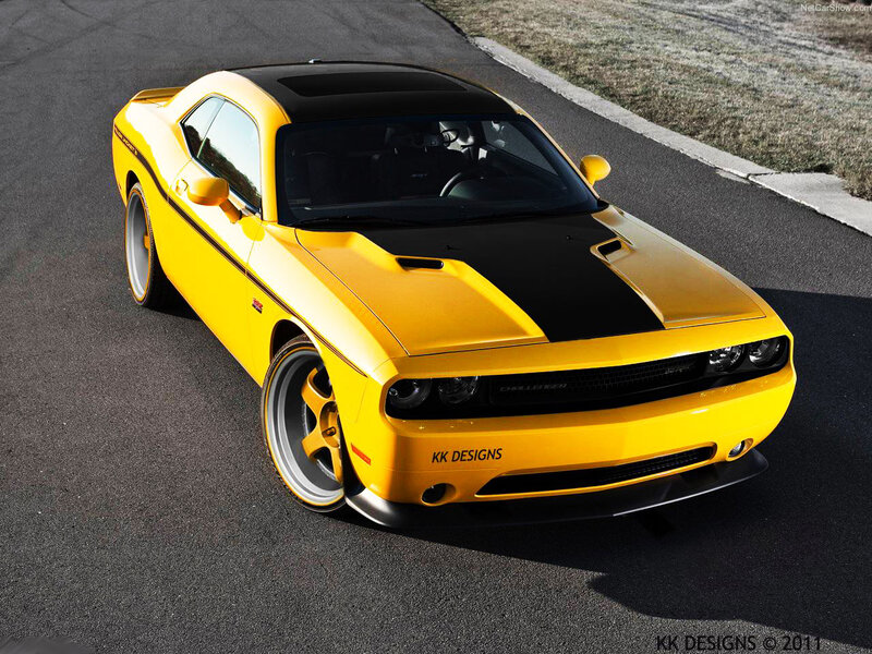 Yellow Dodge Challenger — Dramatic