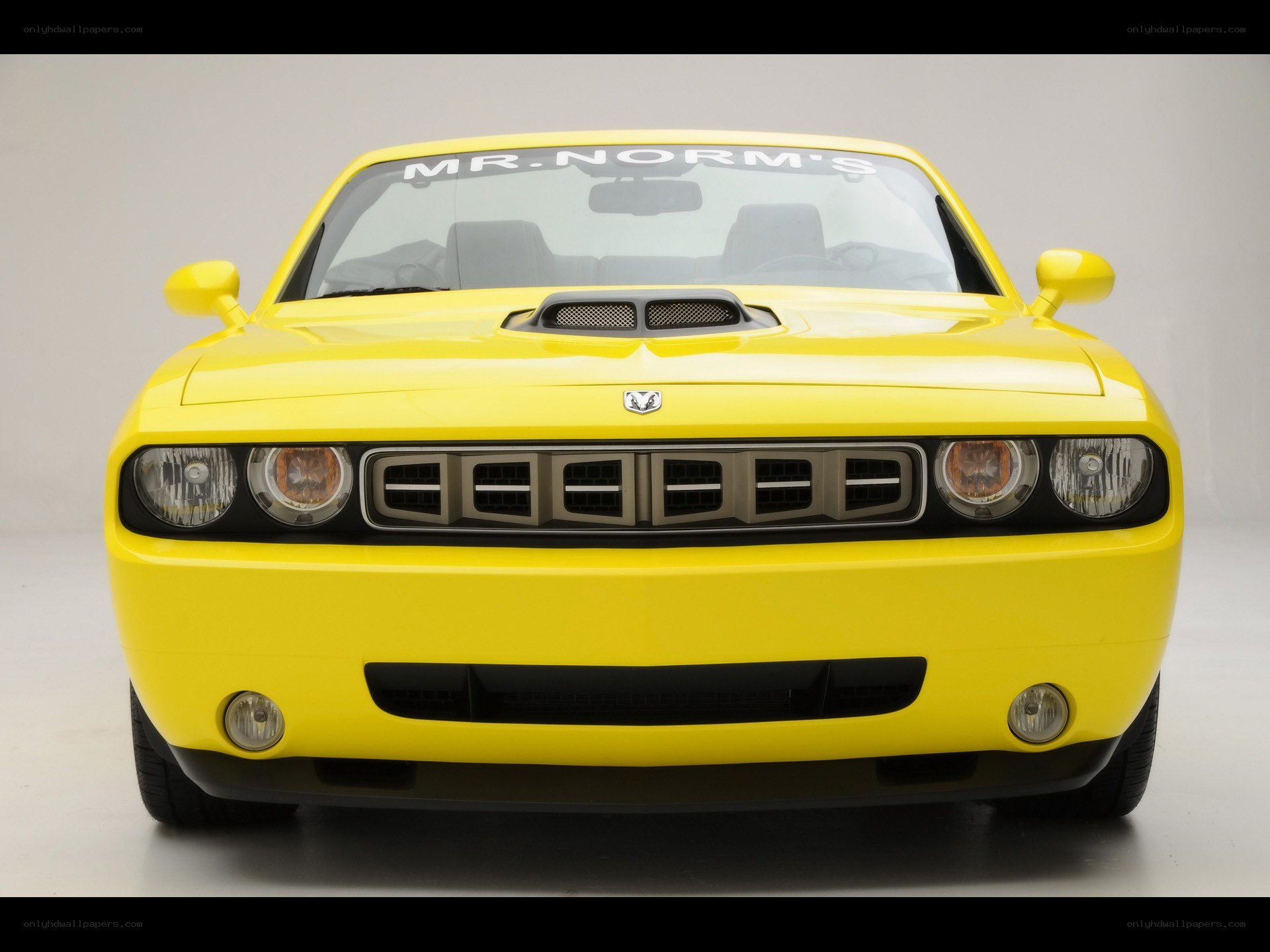 yellow dodge challenger front view