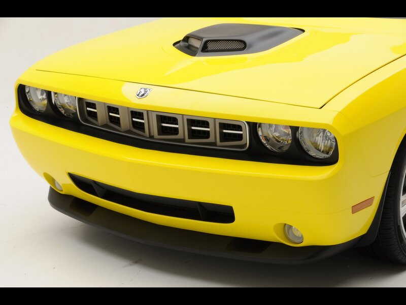 Yellow Dodge Challenger front view