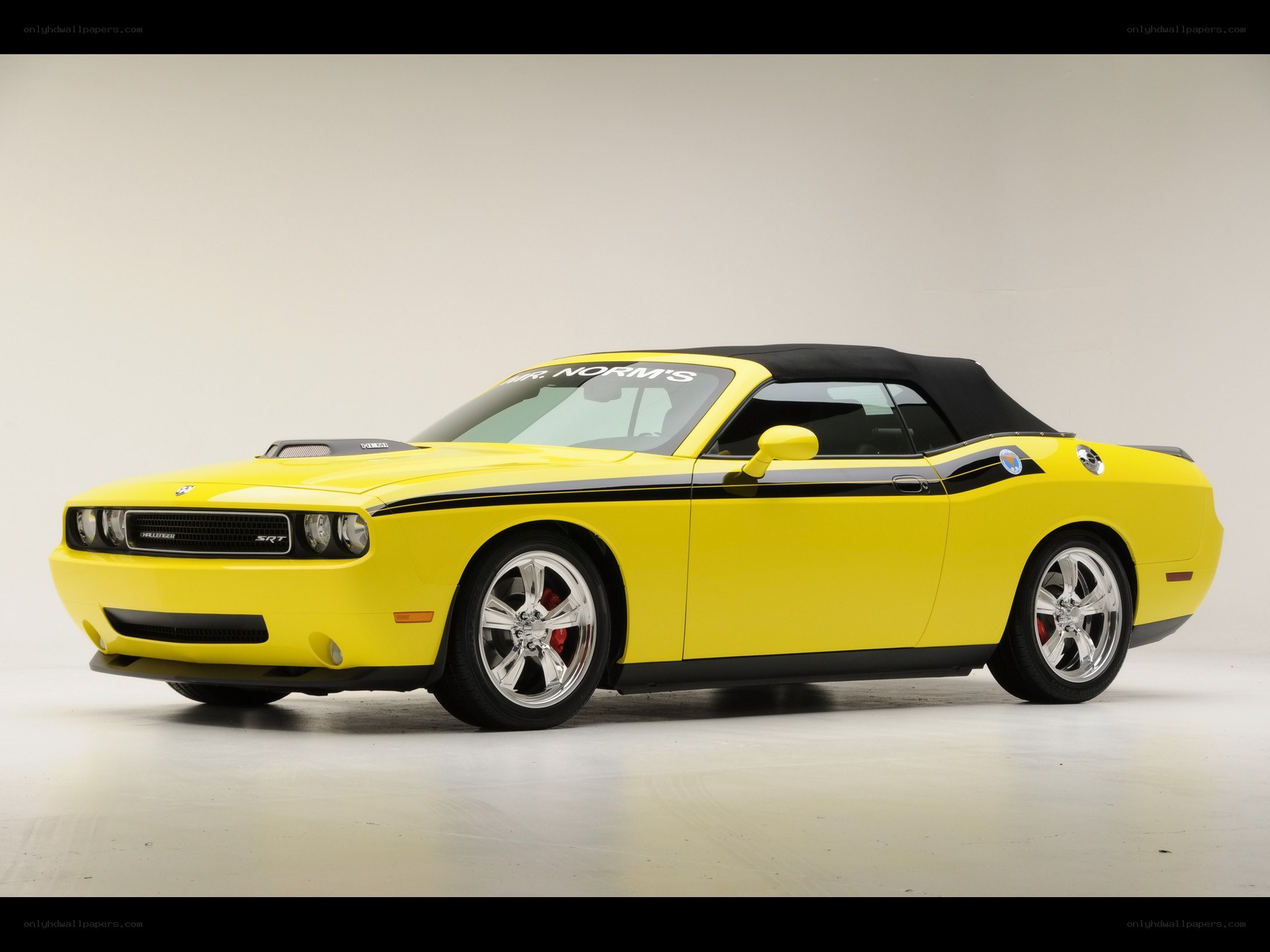 yellow dodge challenger srt convertible