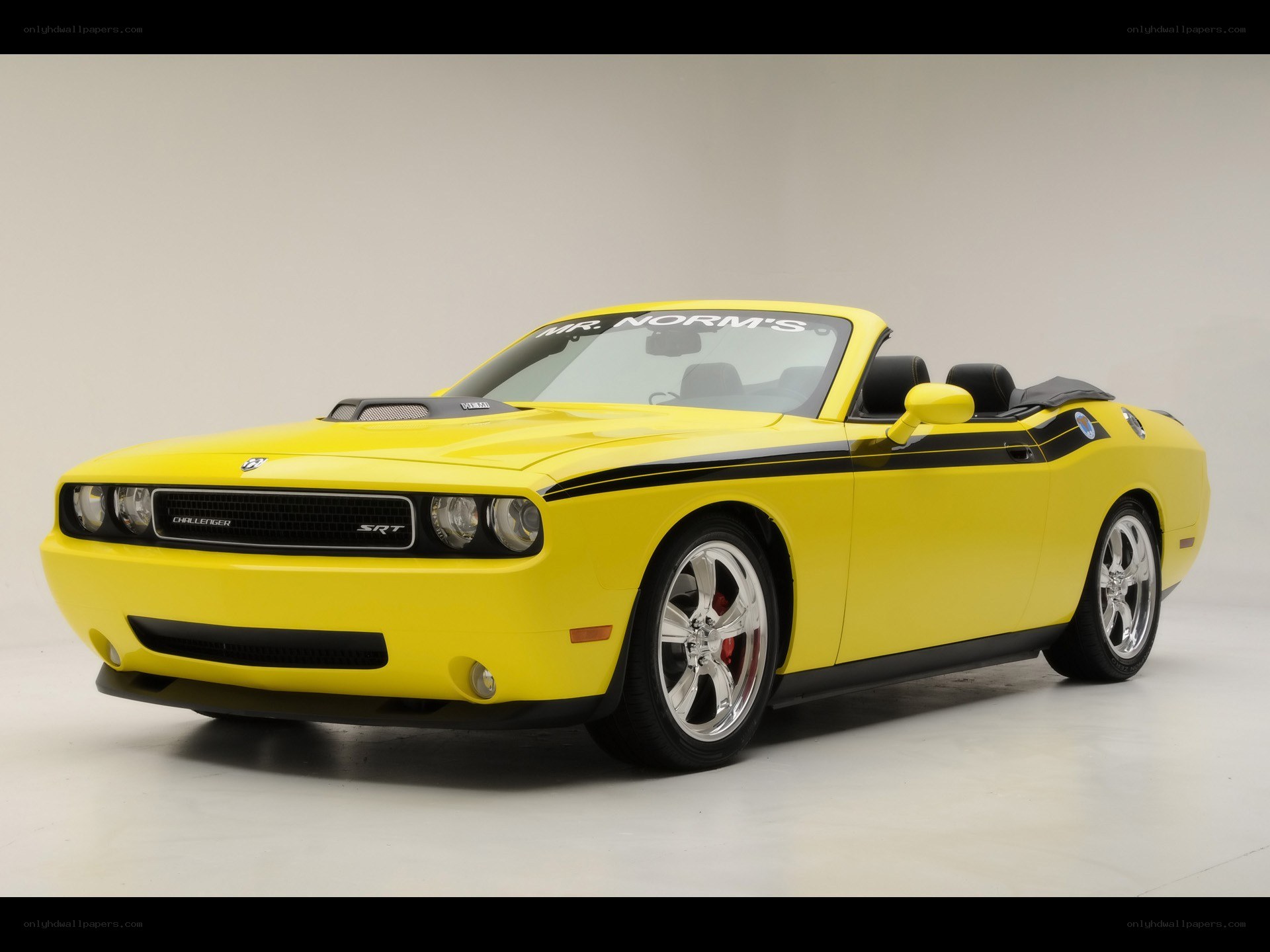 yellow dodge challenger srt convertible