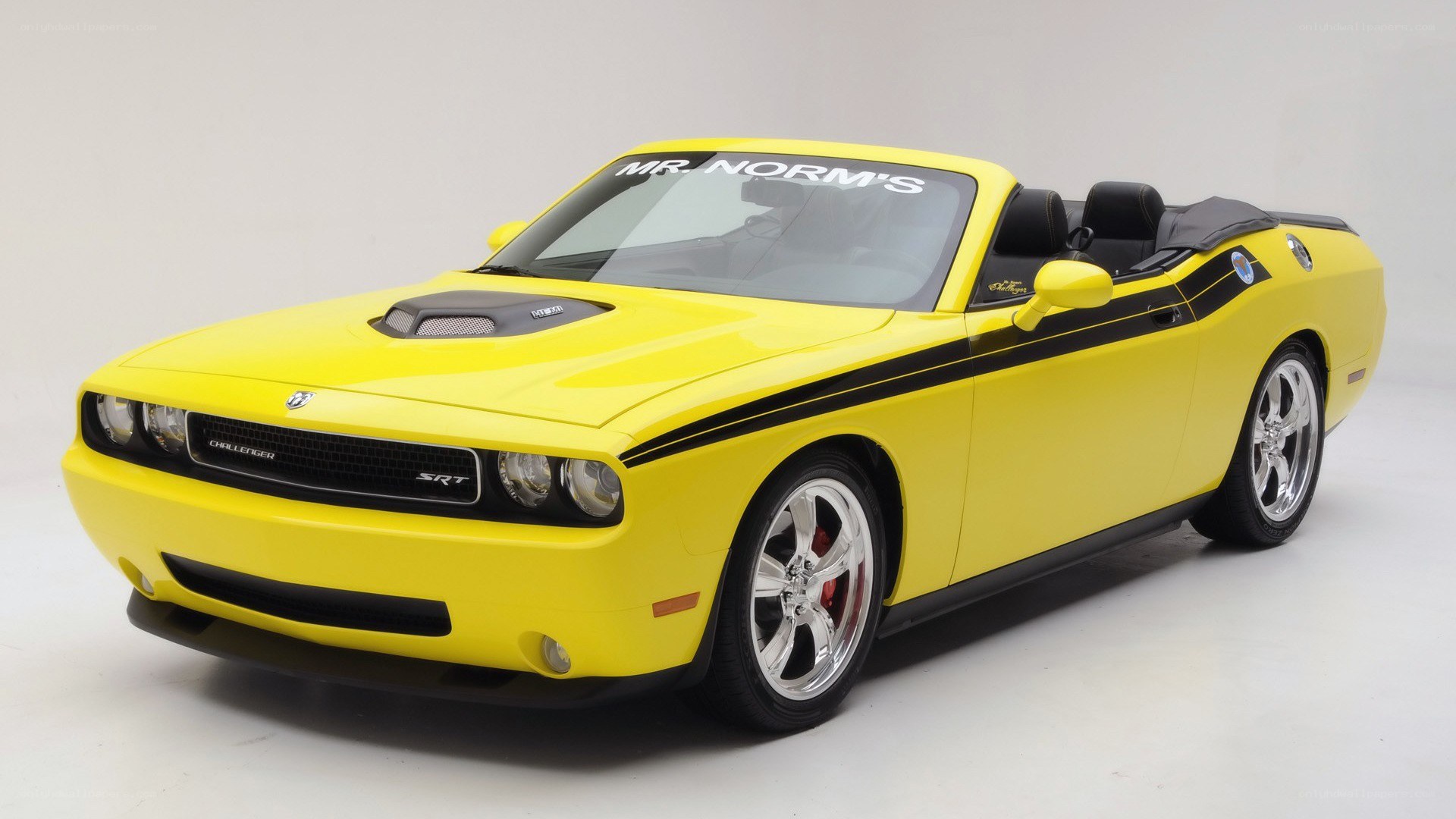 Yellow Dodge Challenger SRT convertible