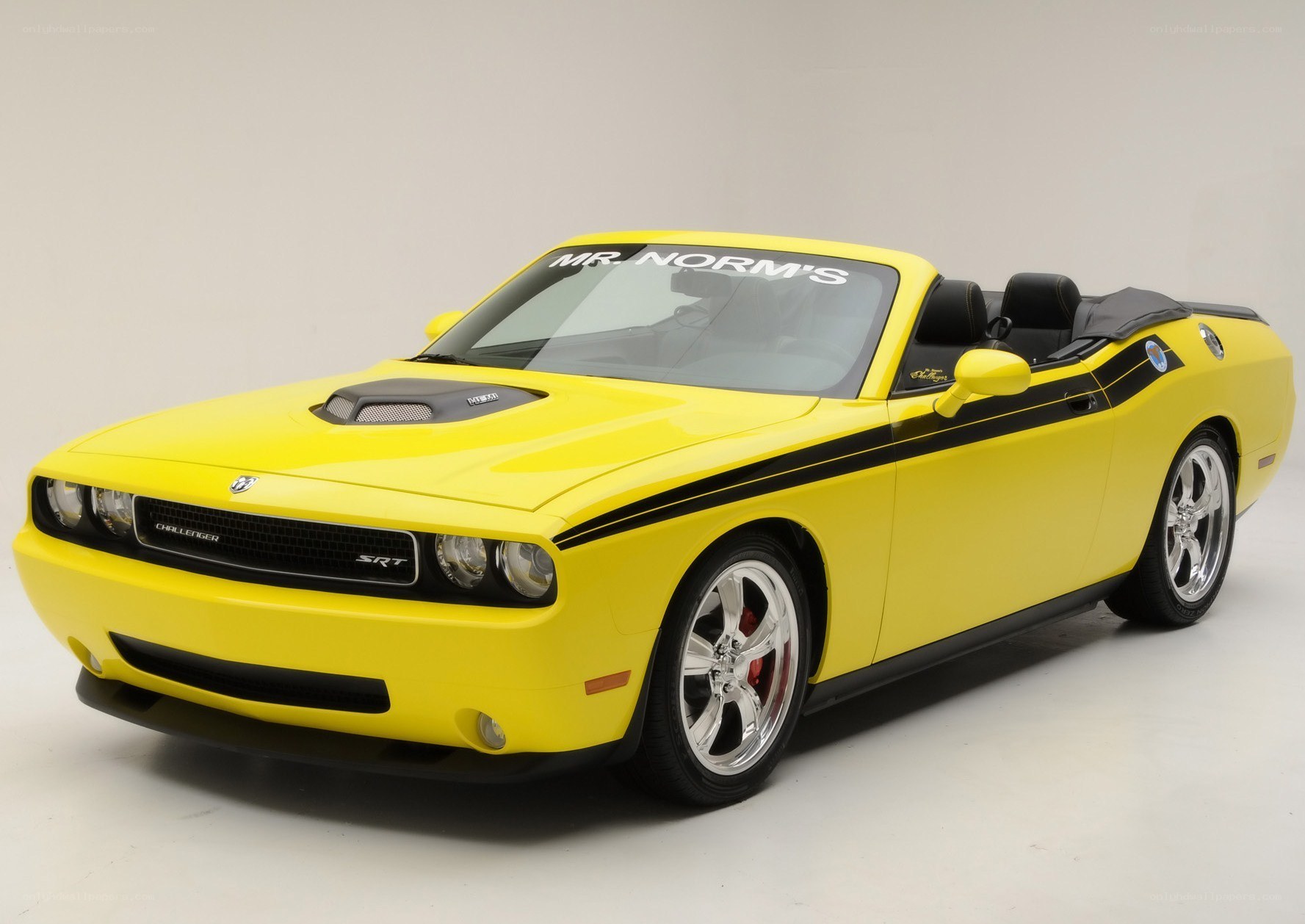 Yellow Dodge Challenger SRT Convertible