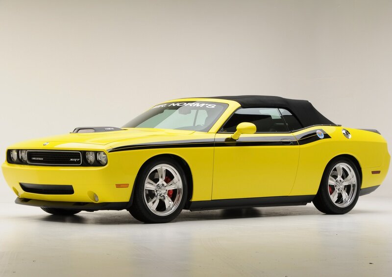 yellow dodge challenger srt convertible