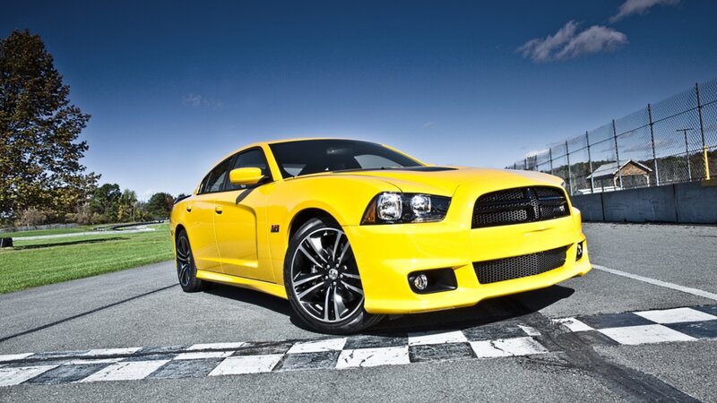 Yellow Dodge Charger — Dramatic, Afternoon
