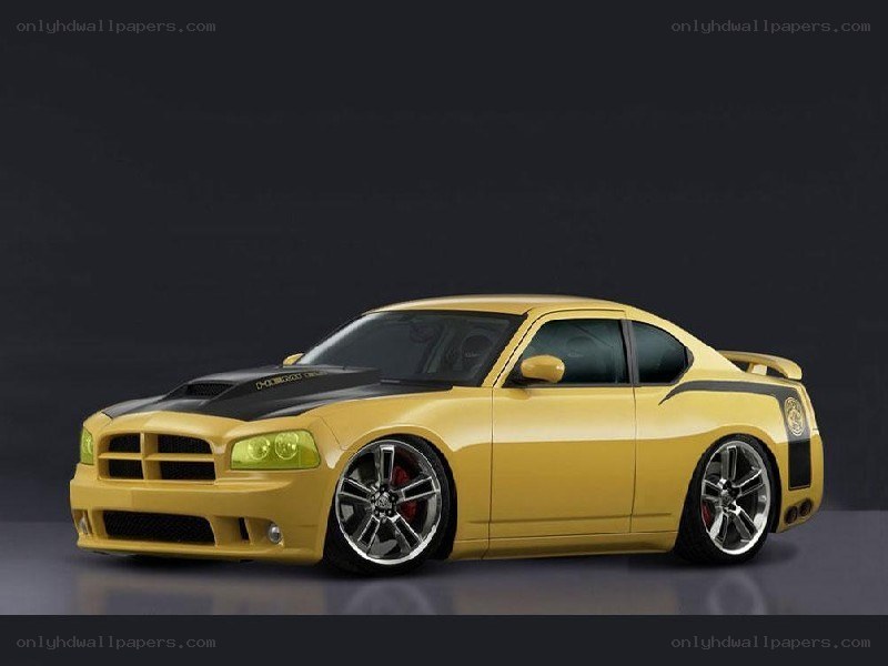 yellow dodge charger muscle car