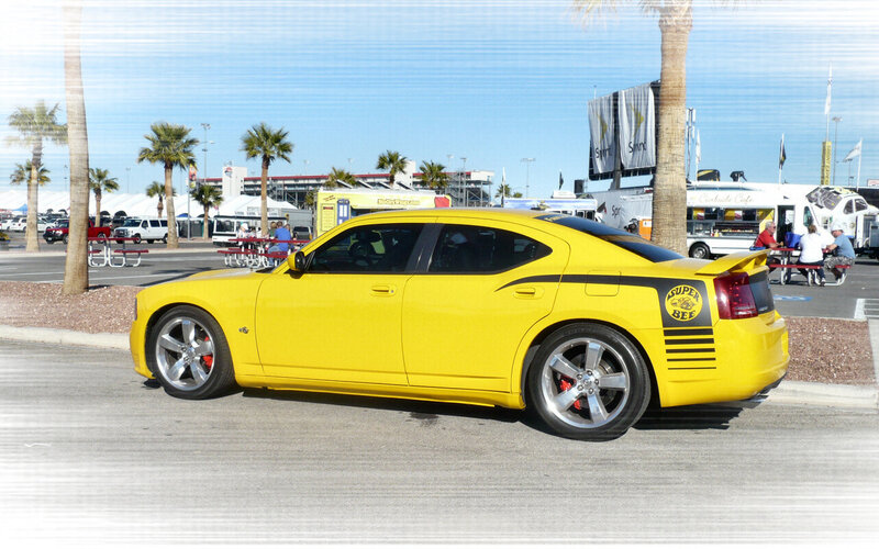 Yellow Dodge Charger — Outdoor